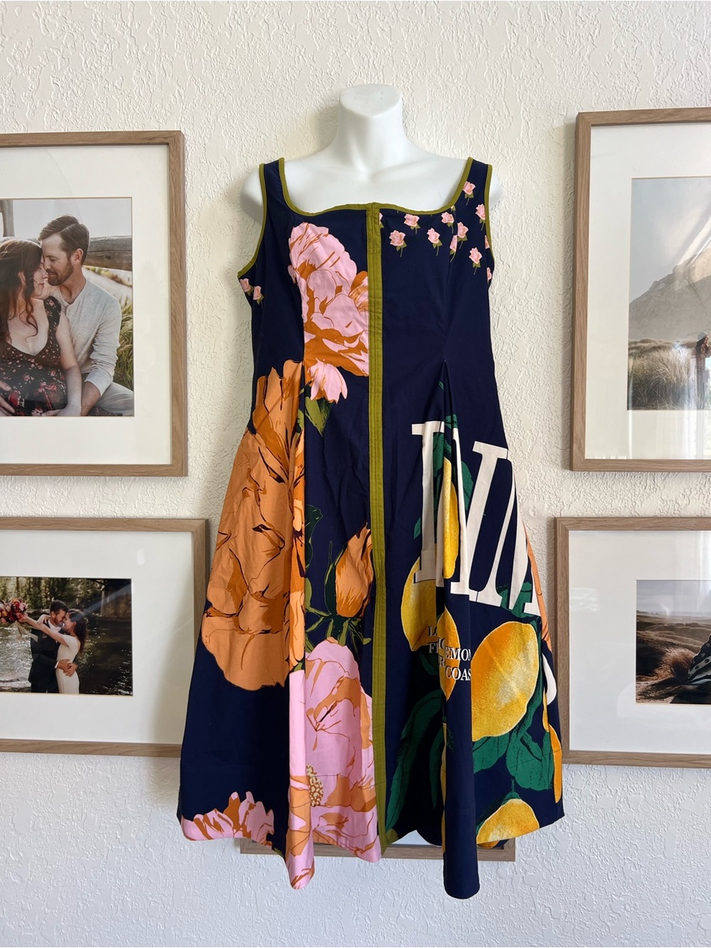 Maeve Navy Floral & Citrus A-Line Dress